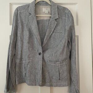 Caslon Linen Blue Striped Jacket Size M